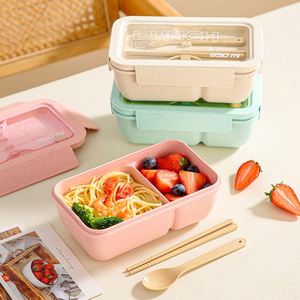 Wholesale Stock Wheat Straw Seal Compartment and Tableware <b>Set</b> for Office Workers Japanese Microwave Safe Soup Bowl <b>Lunch</b> Box - Product Image 2