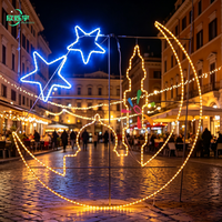 Décoration lumineuse à motif de lune et d'étoile du Ramadan 2D 3D