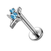Gaby ASTM F136 Titane Clous de piercing pour lèvre et cartilage d'oreille, motif petite croissant de lune et zircon, tendance, à filetage interne, unisexe