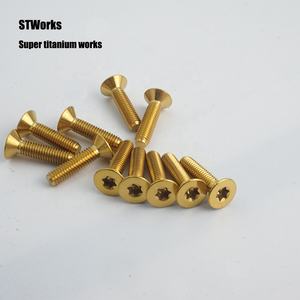 Emas <span class=keywords><strong>din7991</strong></span> Countersunk head M6 * 30 <span class=keywords><strong>titanium</strong></span> sekrup sepeda jalan seatpost clamp Torx kepala datar berwarna <span class=keywords><strong>titanium</strong></span> iso14581 - Product Image 4