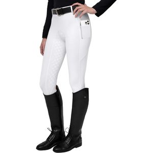 Pantalones de equitación de punto para mujer, de cintura alta, largos, con estampado de silicona, elásticos, con bolsillos y tela suave - Product Image 1