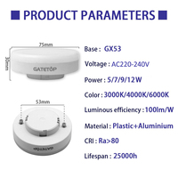 Ampoule LED GX53 nouvelle génération haute luminosité 5W 7W 10W 900LM pour éclairage résidentiel