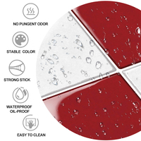 Jorunns Wallpaper kotak merah dan putih, Modern minimalis restoran dapur kamar mandi latar belakang 3D kupas tongkat ubin dinding