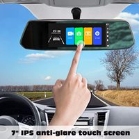 Caméra de tableau de bord miroir 7 "écran tactile 1080P caméra de tableau de bord double avant et arrière pour voitures caméra de recul à vision nocturne dans la caméra d'enregistrement de voiture