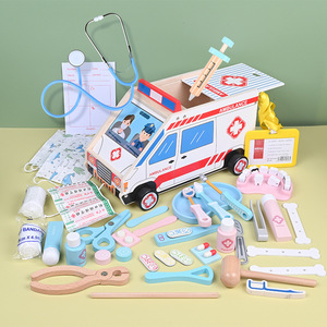 Kit Medico Giocattolo in Legno a Forma di <span class=keywords><strong>Ambulanza</strong></span> con Caratteristiche Realistiche per Bambini dai 5 Anni in Su - Regalo Educativo per Giochi di Ruolo - Product Image 2