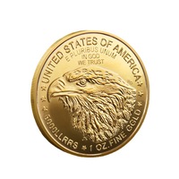 Pièce de monnaie commémorative 3D double face Liberté et Aigle, pièce de défi en métal sur le thème américain, commandes en gros personnalisées