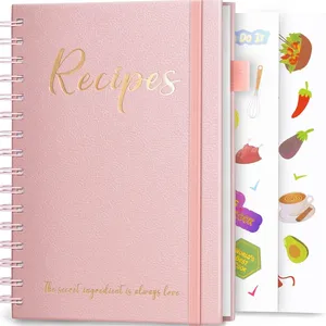 LABON Custom <strong>Recipe</strong> <strong>Book</strong> <strong>to</strong> <strong>Write</strong> <strong>in</strong> Own <strong>Recipes</strong> Spiral Hardcover Blank Personal Family Cookbook Gold Foil Journal - Product Image 1