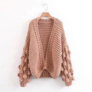 Camisola De Malha De Mão Para As Mulheres <span class=keywords><strong>Chunky</strong></span> Inverno Camisola Grossa Cardigan - Product Image 1
