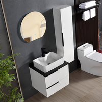 Coiffeuse murale moderne pour chambre à coucher à ferme avec lavabo simple et miroir intelligent à DEL Coiffeuse et petite armoire