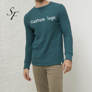 Waffle cálido de fibra de bambú orgánico personalizado tejido de cuello redondo manga larga Activewear transpirable <span class=keywords><strong>sostenible</strong></span> Waffle Hoodie hombres - Product Image 2