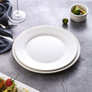 Assiettes à salade et à dessert en céramique blanche, en gros, directement de l'usine, pas cher, 5-8 pouces, faible MOQ, approuvé par la FDA, en stock pour restaurants et hôtels - Product Image 2