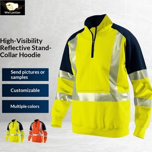 Ropa de <span class=keywords><strong>Trabajo</strong></span> de Alta Visibilidad Personalizada para Comercio Exterior, con Capucha, Forro Polar, Tiras Reflectantes de Poliéster, Diseño de Bloques de Color y Cierre de Cremallera - Product Image 3