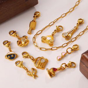 Colgantes pequeños de joyería chapados en oro de 18K con retención de color, con diseños de Castillo de dibujos animados, Cámara y Planeta, con cierre de langosta, para DIY de collares y pulseras - Product Image 4