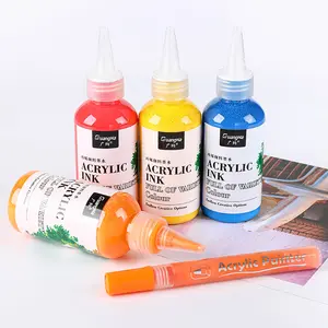 Hot Selling 12 Colors Acrylic paint markers refilled ink with big capacity 120G Bottle acrylic paint pen ink