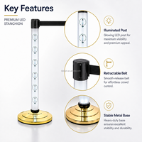 Poste de Barrera Inteligente con Iluminación LED RGBW Recargable, Ángulo de Haz de 360 Grados, para Control de Multitudes en Exposiciones y Ferias Comerciales, con Certificación CE/FCC