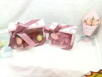 Boîte d'emballage de bonbons de mariage deux tailles, boîte avec fenêtre transparente pliante, emballage de cadeau