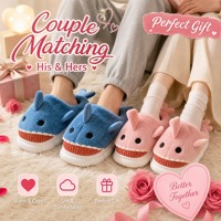 Chaussons en fourrure de requin de dessin animé pour femme, confortables et chauds, antidérapants en TPR, pour l'intérieur et l'extérieur, collection automne-hiver, vente en gros