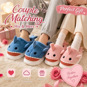 Chaussons en <span class=keywords><strong>fourrure</strong></span> de requin de dessin animé pour <span class=keywords><strong>femme</strong></span>, confortables et chauds, antidérapants en TPR, pour l'intérieur et l'extérieur, collection automne-hiver, vente en gros - Product Image 2