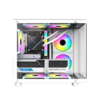 AntarcChill M-ATX Case Full View Seaview Hyperboloids Tempered Glass Side Panel Mini Computer Case 7 Fans Position