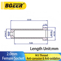 2.0mm Gold Plated Socket Female Connector with M3 Metal Threaded Copper Parts Screw Accessories for Teaching Instruments