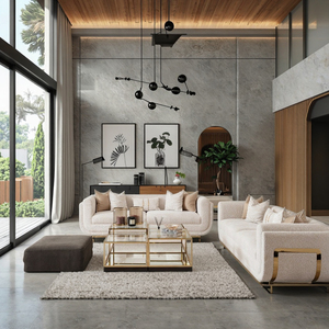 2025 New Design Gold Stainless Steel <strong>Lounge</strong> Chair Love Seat <strong>Teddy</strong> Fur Couch <strong>Set</strong> for Home or Hotel Velvet Material for Villas - Product Image 1