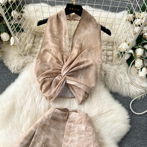 Summer Y2K Conjunto de 2 piezas para mujer Halter Top sin mangas y vestido de cintura alta Conjunto Jogging Trajes al por mayor - Product Image 2