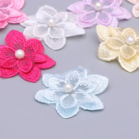 RYL Appliques florales classiques multicolores en dentelle perlée, broderies en organza, patchs pour loisirs créatifs, robe de mariée, accessoire pour cheveux