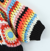 Entièrement tricoté à la main Crochet pull hiver nouveau Cardigan mode couleur Clash grand-mère carré tricot pull Cardigan Crochet