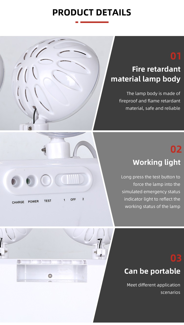 High Effciency Indoor Corridor Office Dual Heads ABS COB 5W Rechargeable Led Emergency Light
