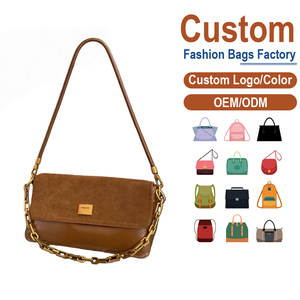 Factory Custom Matte Top-Grain <b>Leather</b> Crossbody Bag Women Luxury Suede Flap Shoulder Handbag with Gold Chain Strap - Product Image 1