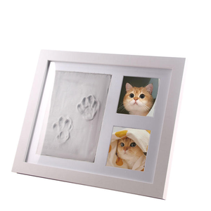 Kit d'empreintes de pattes direct usine, <span class=keywords><strong>empreinte</strong></span> en argile sans encre, <span class=keywords><strong>cadre</strong></span> commémoratif moderne en bois blanc écologique pour animaux de compagnie, cadeau pour la perte d'un chien ou d'un chat - Product Image 5