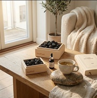 Diffuseur d'arômes minimaliste scandinave en pierre de lave volcanique naturelle et céramique, écologique, sans BPA, coffret cadeau pour la pleine conscience et le bien-être