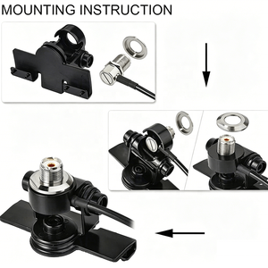 <b>Car</b> Truck Ham Two Way Amateur Mobile Radio Antenna Mount <b>Clamp</b> Bracket With 5m RG58 Cable - Product Image 2