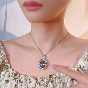 Elegant Brass Red Pigeon Blood <b>Ruby</b> Oval Cut Pendant <b>Necklace</b> Premium Jewelry for Women Wedding & Anniversary Present - Product Image 4