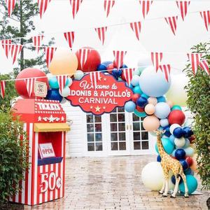 Guirnalda de Banderines a Rayas Rojas y Blancas de 10 Metros para Decoración de Fiestas Temáticas de <span class=keywords><strong>Circo</strong></span> y Carnaval, Inauguraciones y Eventos al Aire Libre - Product Image 4