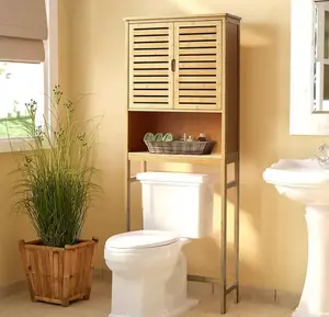 Bambù multifunzionale sopra l'armadio portaoggetti per wc ripiano regolabile salvaspazio per il bagno