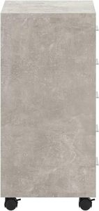 Commode à tiroirs mobile à 5 tiroirs, armoire de rangement basse, armoire à dossiers mobile pour le personnel, bois d'ingénierie gris béton, commode de chambre à coucher - Product Image 4