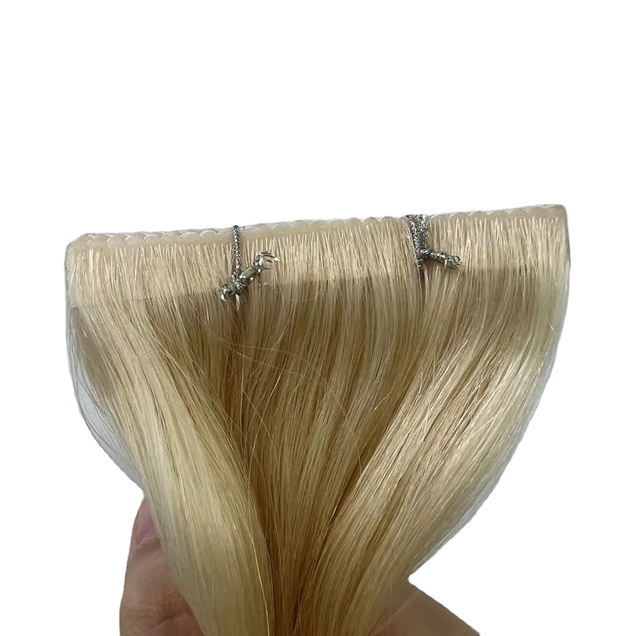 2024 Notícia Duplo desenhado cutícula alinhada cabelo humano cutícula virgem 8cm injetado fita cabelo sem costura pele Pu trama extensões de cabelo