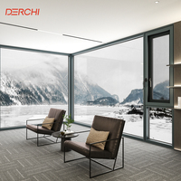 Ventana Abatible Horizontal Moderna de Aluminio Gris Resistente a Huracanes para Sala de Estar DERCHI