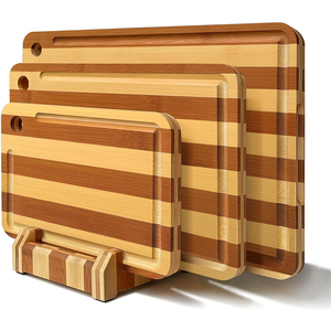 Nuevo Juego de Tablas de Cortar a Rayas, Juego de 3 Tablas de Cortar de Bambú Natural Carbonizado Profundo para Carne, Verduras, Frutas, Cocina, Hogar, Regalo - Product Image 1