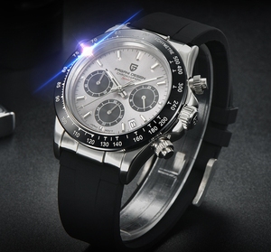 Pagani นาฬิกาสปอร์ต<span class=keywords><strong>1664</strong></span>โครโนกราฟนาฬิกาควอตซ์แบรนด์หรูของผู้ชายสายรัดยางแซฟไฟร์ - Product Image 3