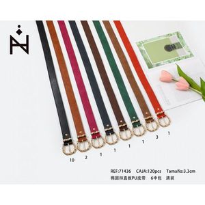 Cintura da donna alla moda con fibbia ovale e cinturino dritto in PU da 3,3 cm - Product Image 3