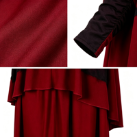 Abaya en polyester à dentelle pour femmes adultes, robe de prière musulmane rouge du Moyen-Orient, mode chinoise