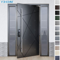 Porte pivotante d'entrée principale de maison américaine Foshan Yohome, portes extérieures modernes, porte d'entrée simple avec panneau en verre