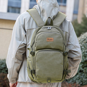 Student <b>Backpack</b> Khaki 14 In Computer Interlayer Unisex For Junior High High <b>School</b> College Students Leisure Travel - Product Image 3