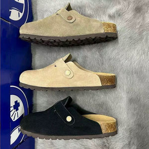Zuecos Berkenstocks de verano con punta cerrada, ligeros, de piel de vacuno, con suela de corcho elevada, estilo nuevo, para invierno y primavera. - Product Image 1