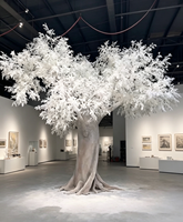 Arbre artificiel personnalisé en glace blanche, grand arbre avec tronc en fibre de verre, décoration de paysage hivernal pour hôtel, centre commercial, mariage, événementiel
