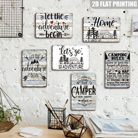 Let's Go on an Adventure - Letrero Metálico Vintage con Diseño de RV y Pino, Decoración de Pared para Camping, Cabaña y Parque de RV