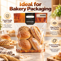 Sac à pain grillé avec poignée et fond à soufflet, en PET et CPP laminé, de qualité alimentaire, avec trous d'aération, pour boulangerie et supermarché, vente en gros en vrac