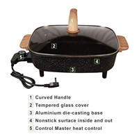 Casserole électrique de grande capacité 8L, cuisinière électrique en fonte à grain de bois à chauffage rapide 1800W, contrôle à 2 vitesses
